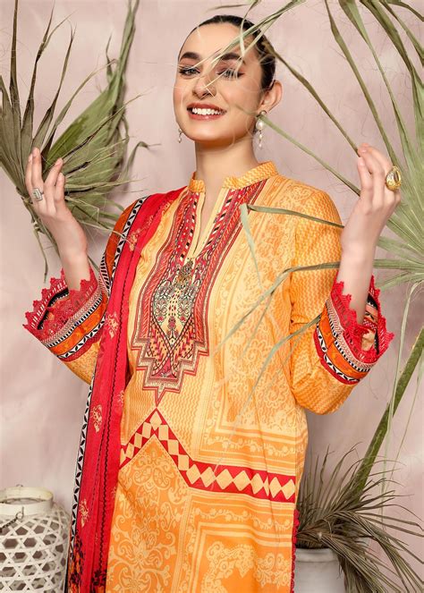 Lala Blossom Calix: Yellow Pakistani Lawn Suit for Daily Wear – YourLibaas