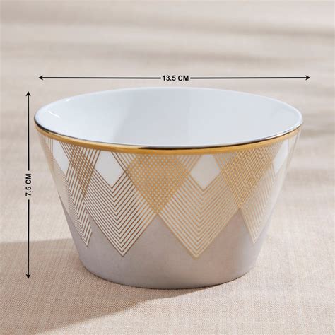 Buy Teresa Zeno Chevron Emily Bone China Printed Serving Bowl - 530ml ...