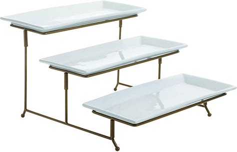 Gibson 3 Tiered Platter Stand with Rectangle Plates, India | Ubuy