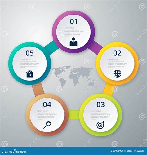 Vector Illustration of a Circle of Five Infographics Stock Vector ...
