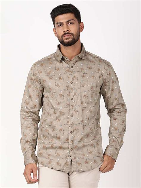 Buy Men Printed Full Sleeve Cotton Shirt Online | Indian Terrain