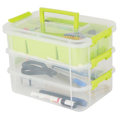 HOMIES INTERNATIONAL Plastic 3 -Layer Grid Portable Transparent Storage ...