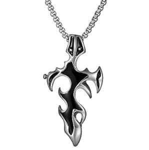 Rao Sahab Silver Chain For Men Stainless Steel Vintage Black Tribal ...