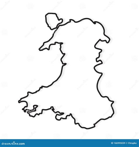 Black outline of Wales map stock vector. Illustration of outline - 166995039