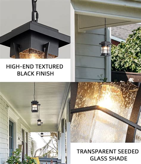Buy EERU Outdoor Pendant Light Fixture Exterior Hanging Lantern with ...