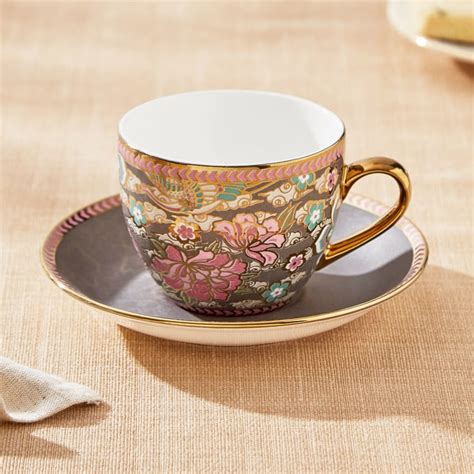 Buy Mandarin Iris Set of 4 Bone China Cups and Saucers - 180ml from ...