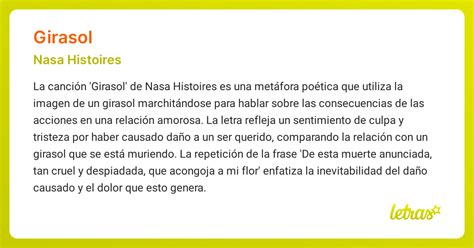 Significado de la canción GIRASOL (Nasa Histoires) - LETRAS.COM