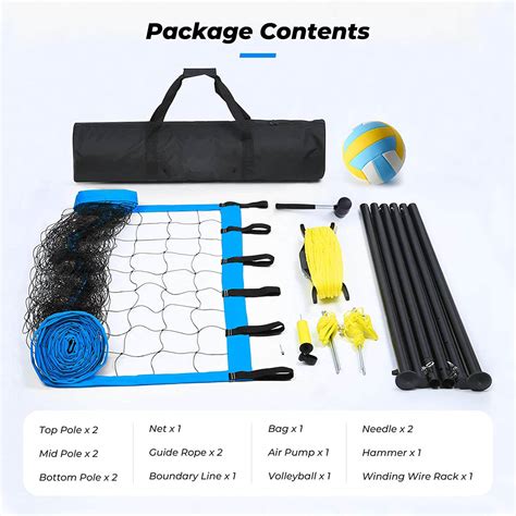 Patiassy Portable Volleyball Net Set System - Adjustable Height Steel ...