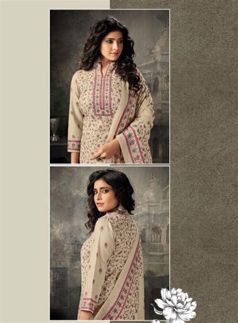 Rivaa Pure Cotton Cream Unstitched Suit Dress Material for Women – Stilento