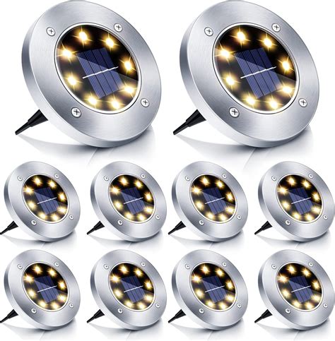 Boadw Solar Floor Lights, Pack of 10 LED Solar Garden Light IP65 Solar ...