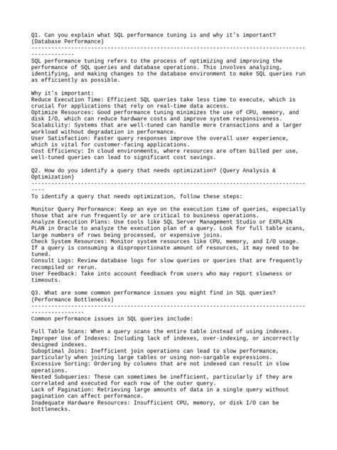 Image result for SQL Performance Tuning Interview Questions