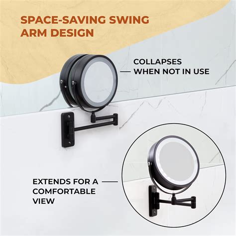 Buy Wall Mounted Lighted Makeup Mirror - Swing Arm Vanity Mirror with ...