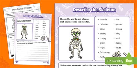 Simple Skeleton Worksheet for Kindergarten