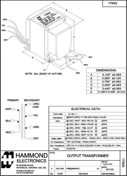 Tube-Town Store - Hammond 1750Q Outputtransformer for Marshall JTM 45/ ...