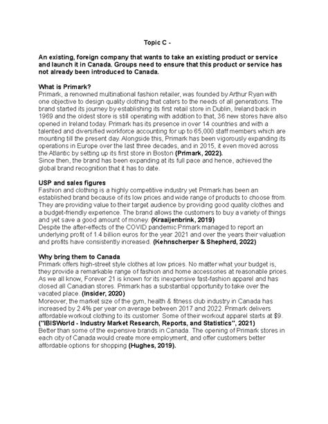 FOM Group 11 - Primark - Topic C - An existing, foreign company that ...