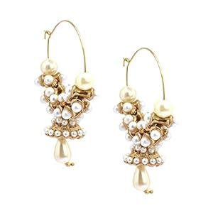 Buy Zephyrr Jewellery Traditional Gold Tone Hoop Earrings with Kundan ...