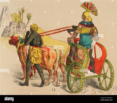 Ancient Egypt. Warfare chariot. Chromolithography. "Historia Universal ...