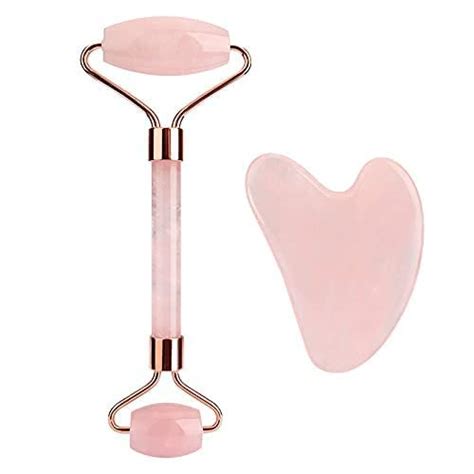 FEDDE Rose Quartz Face Massager Roller Double Sided Jade Roller Tool ...