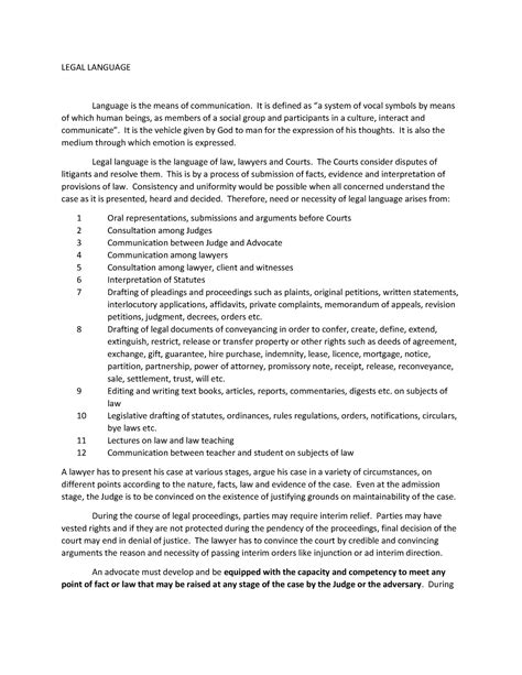 Legal Language - Usefull for studying - LEGAL LANGUAGE Language is the ...