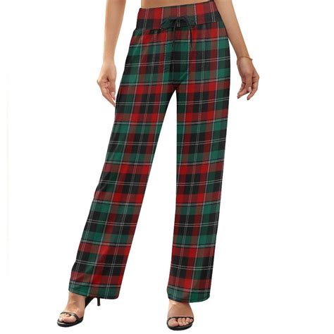 Wide Leg Pants Woman - Tartan Plaid Loose High Waisted Palazzo Pants ...