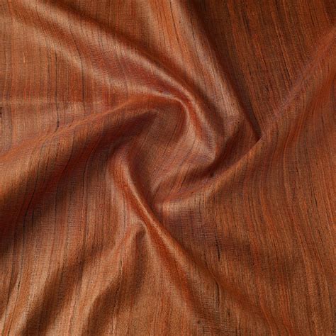Orange Vidarbha Tussar x Ghicha Silk Handloom Fabric