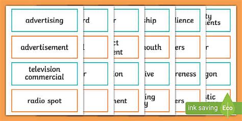 Advertising Vocabulary Cards | Word Wall Display Resources