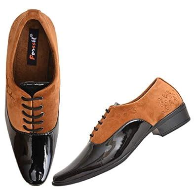 Buy FORSSIL Present Men's Laser-Cut Designed Lace-Up Patent Synthetic ...