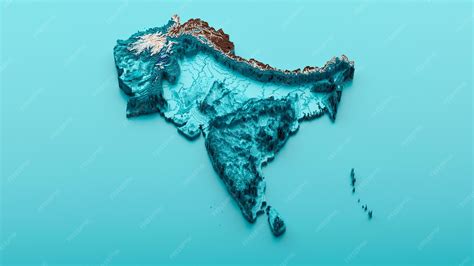Premium Photo | Topographic Subcontinent Map India Pakistan Nepal ...