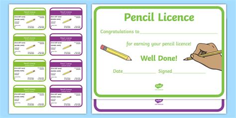 Pencil Licence and Certificates Resource Pack