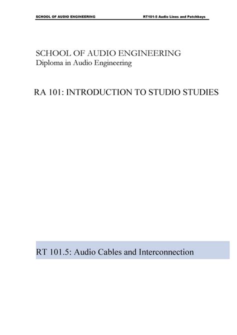 RT101-5- Audio Cable & Patchbay RT101-3 -Basic Electronics for students ...