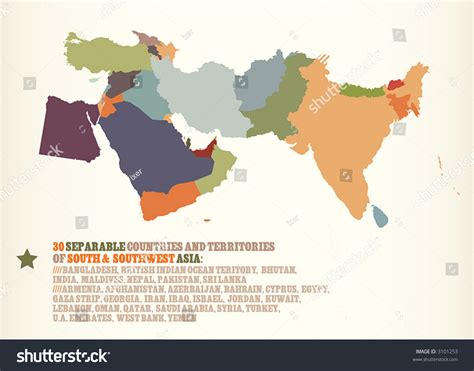 30 Countries Territories S Sw Asia Stock Vector (Royalty Free) 3101253 ...
