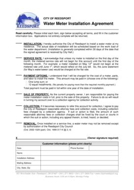 Fillable Online Meter agreement - City of Reedsport Fax Email Print ...