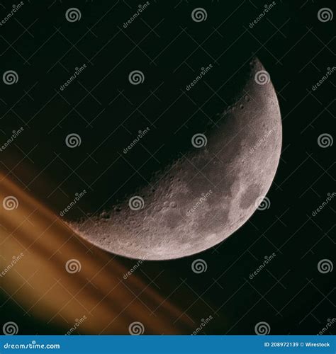 Closeup of the Waxing Crescent Phase of the Moon Stock Image - Image of ...