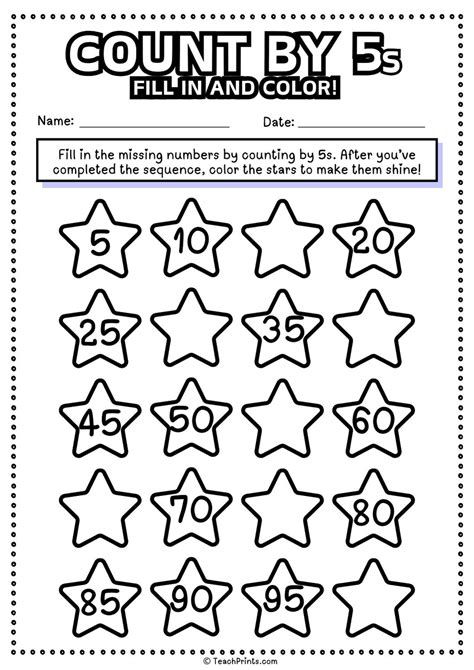 Free Count by 5s Worksheets - Teach Prints
