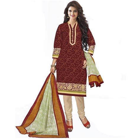 Buy Nikki Fab Maroon Cotton Unstitched Dress Materials at Amazon.in