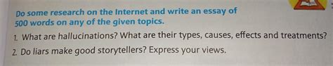 Do some research on the Internet and write an essay of 500 words on any ...