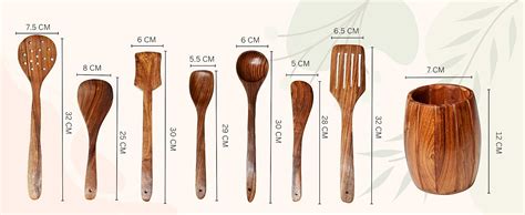 Decorlay Wooden Cooking Spoon Set, 7-Piece, Brown, 35 Cm : Amazon.in ...