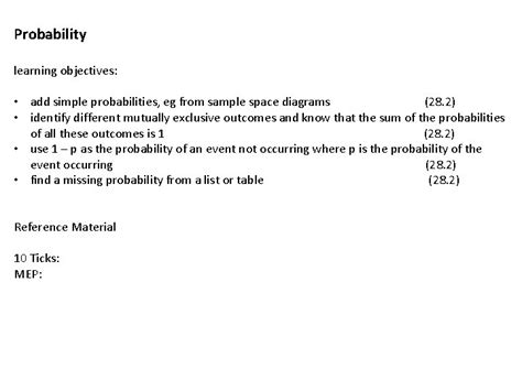 Image result for Possible Learning Objective for Lesson On Probability