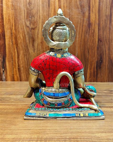 Buy Divine Lord Hanuman in meditation Brass Idol 9.5" Tall | - Budhshiv.com