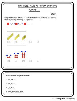 Image result for Patterning Math Grade 6