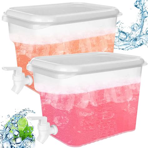 2Pcs 5L Plastic Water Dispensers Fridge Liquid Dispenser Drink ...