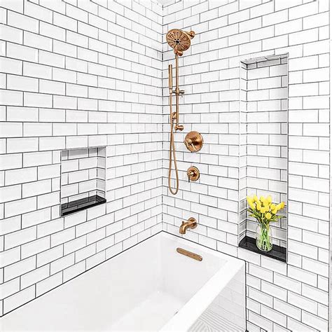 White Subway Tile Grey Grout Bathroom