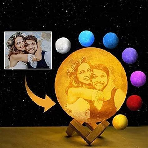 Buy THE GIFT ERA Printed Moon Light Lamp with Wooden Stand- 16 inch ...