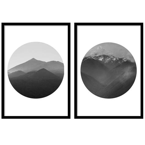 Colossal Art House Set of 2 Circular Mountain Poster Frames for Office ...