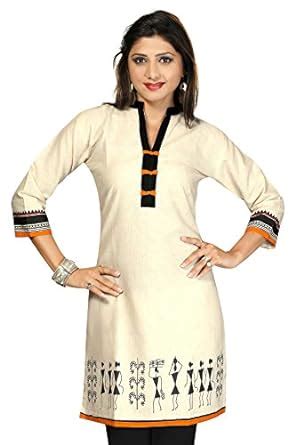 Buy Desi Aura Women's Cotton Long Straight Kurti(DAK0267_MULTI-COLOURED ...