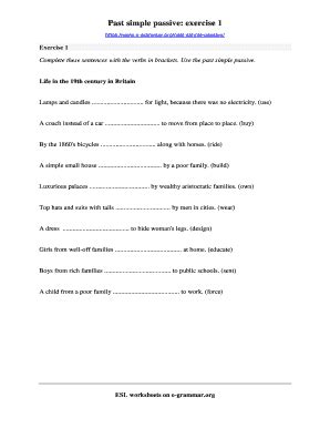 Past Simple Passive Exercise - Blank Fillable Template | Fill Out ...