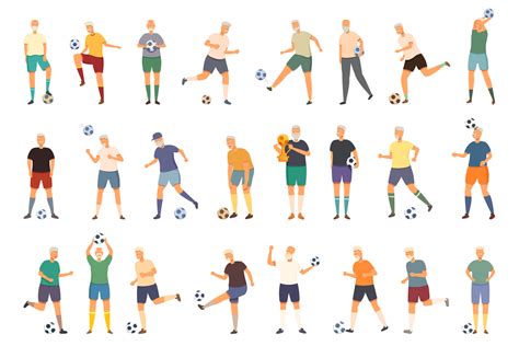 Elderly People Play Soccer Icons Set Graphic by nsit0108 · Creative Fabrica