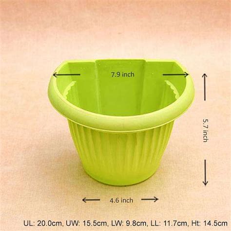 Buy 7.9 inch (20 cm) Bello Wall Mounted D Shape plastic Planter (Lime ...