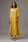 Buy Yellow , Organza Gota Patti, Sequins, Embroidery Sleeve Kurta Set ...
