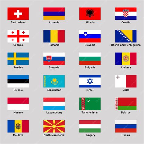 Premium Vector | Set of flags of different european countries in flat style